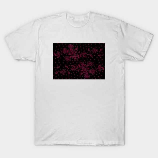 Black & Pink Floral Pattern T-Shirt by FloralPatterns